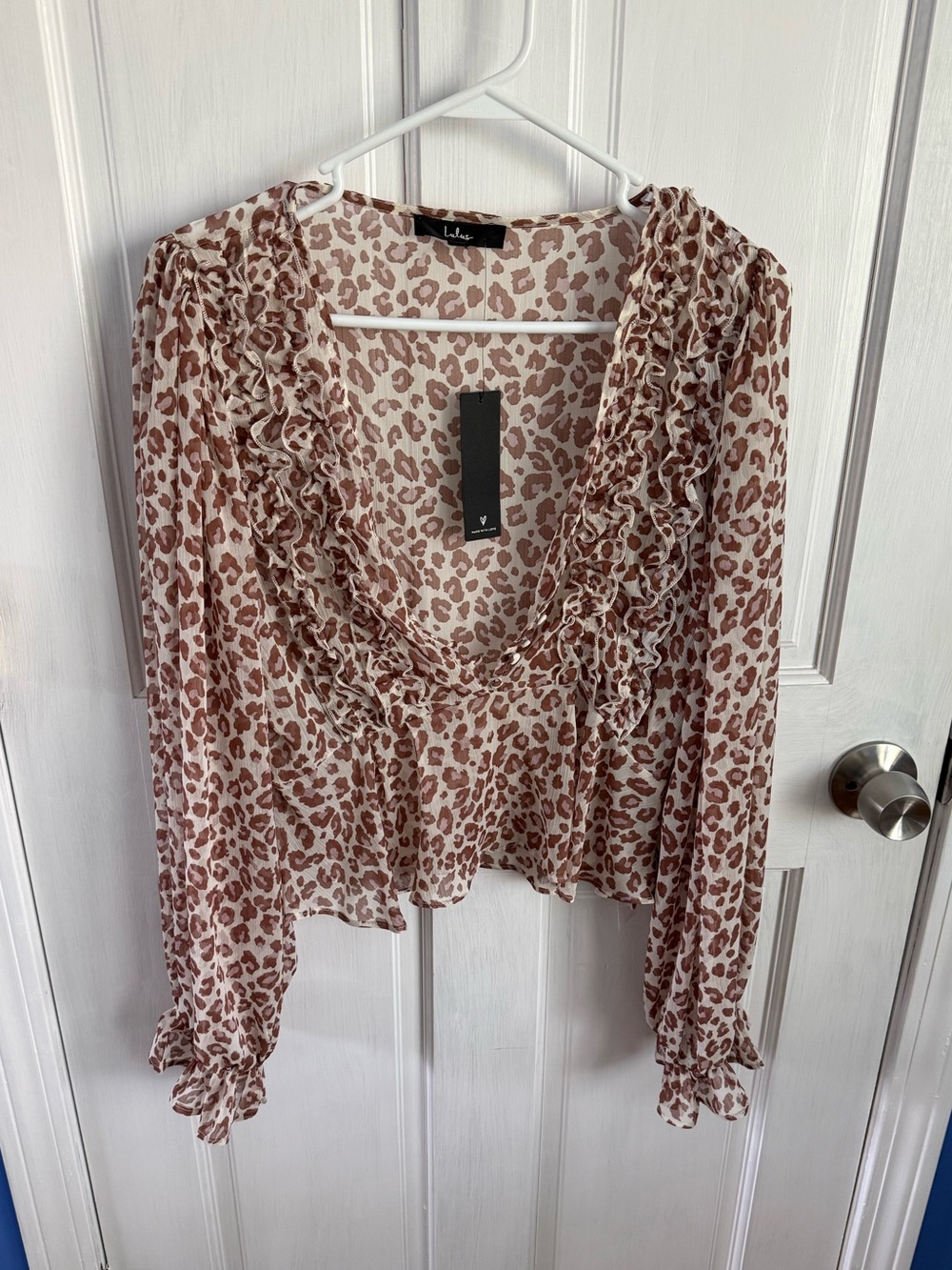 Lulus Animal Print Blouse NWT Medium